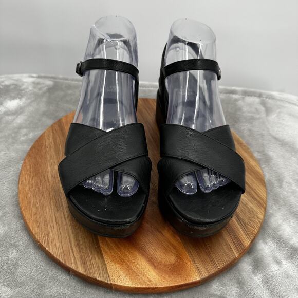 Eileen Fisher Shoes Womens Size 7 Platform Sandal Wedge Buckle Strap Leather - Picture 3 of 11